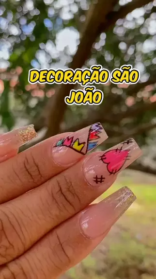 Unha Em Gel Decorada Sao Joao