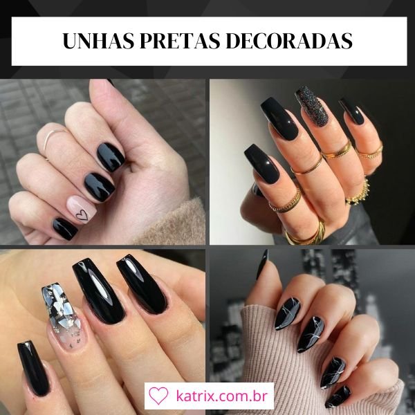 Preto Unha Decorada